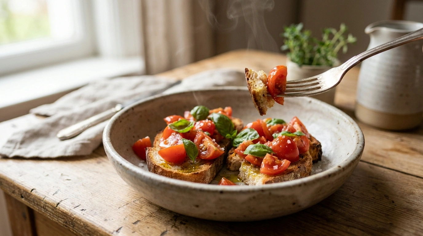 Bruschetta med tomat og basilikum